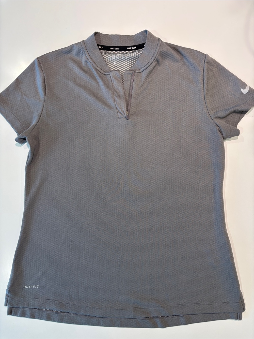 Nike Short Sleeve Dri-FIT Zip Golf Tee in Gray